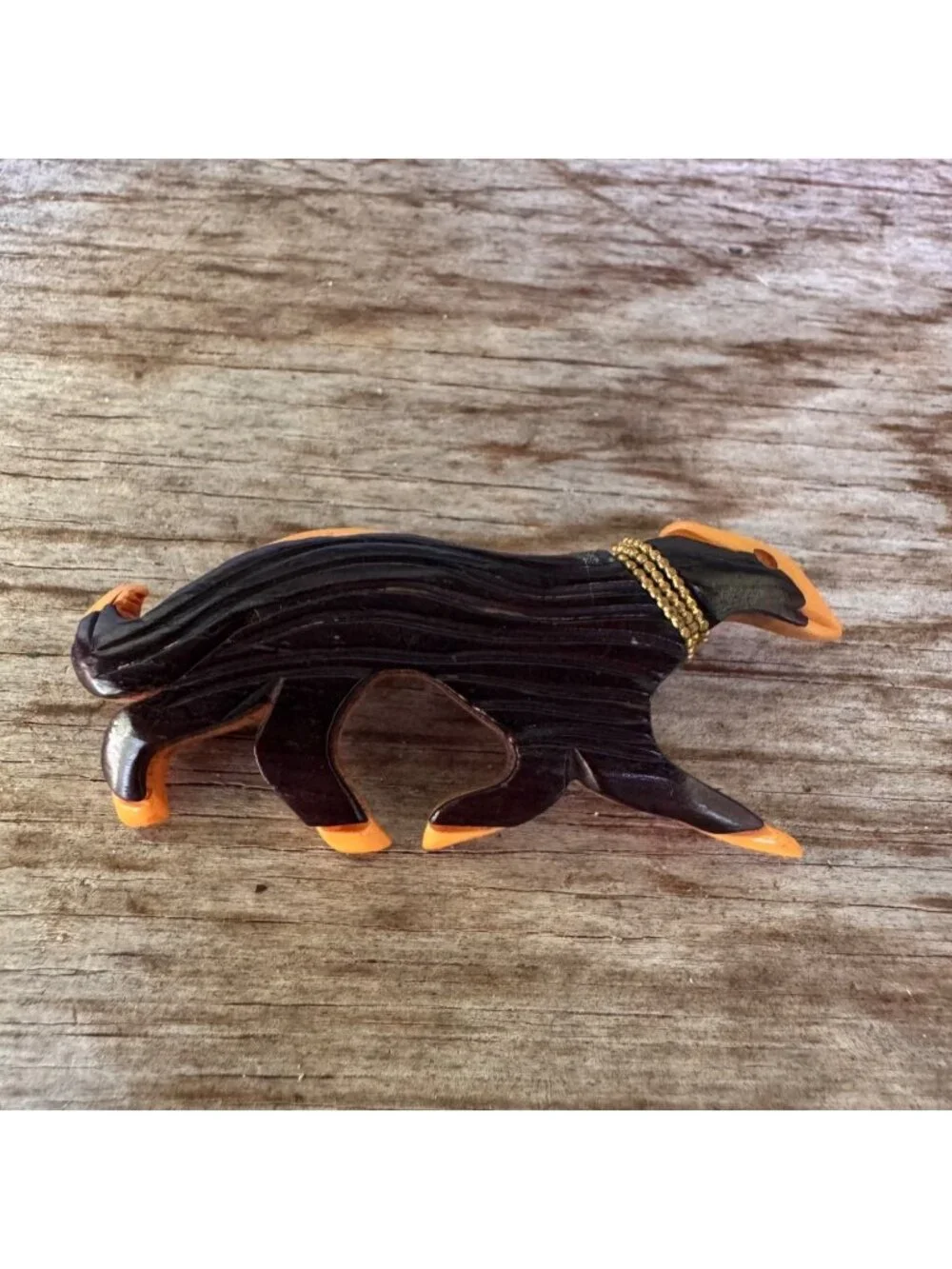 Vintage Bakelite Afghan Hound Dog Brooch Pin Carved Laminated Butterscotch 2.5”